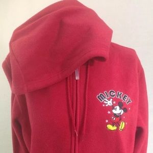 MICKEY MOUSE Hoodie Red Ladies Medium zip front